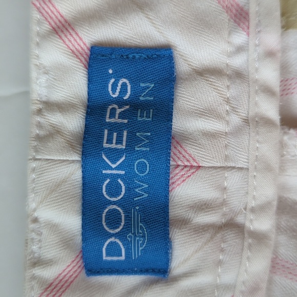Dockers Women Striped Capri Pants 16 White Pink - Picture 2 of 13